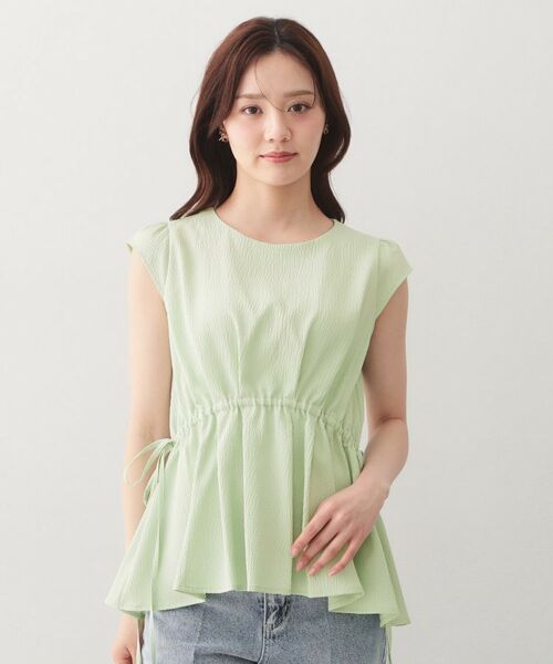 index / インデックス シャツ・ブラウス | シボサイドリボンペプラムブラウス【洗濯機OK／防シワ／ストレッチ／イージーアイロン】 | 詳細13