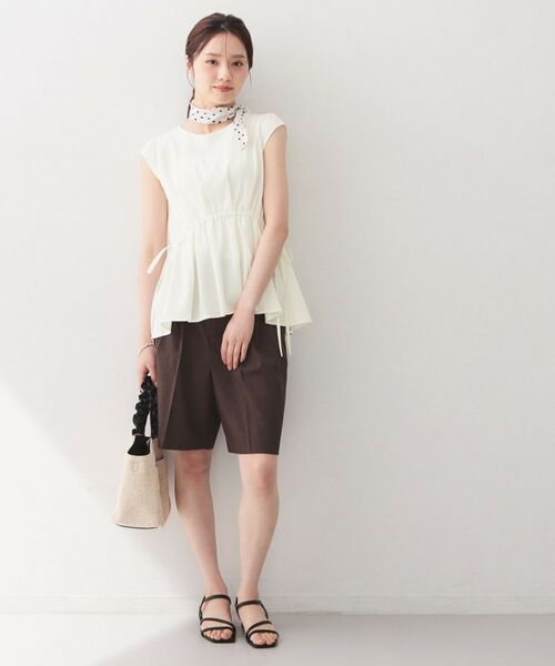 index / インデックス シャツ・ブラウス | シボサイドリボンペプラムブラウス【洗濯機OK／防シワ／ストレッチ／イージーアイロン】 | 詳細2