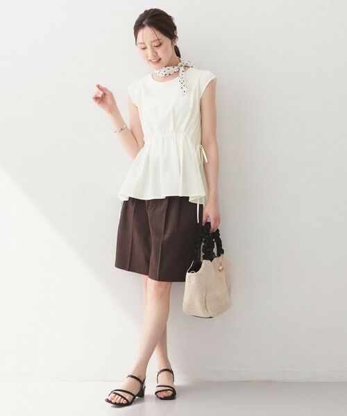 index / インデックス シャツ・ブラウス | シボサイドリボンペプラムブラウス【洗濯機OK／防シワ／ストレッチ／イージーアイロン】 | 詳細3