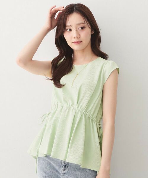 index / インデックス シャツ・ブラウス | シボサイドリボンペプラムブラウス【洗濯機OK／防シワ／ストレッチ／イージーアイロン】 | 詳細5