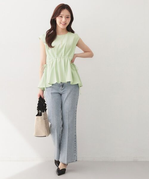 index / インデックス シャツ・ブラウス | シボサイドリボンペプラムブラウス【洗濯機OK／防シワ／ストレッチ／イージーアイロン】 | 詳細6