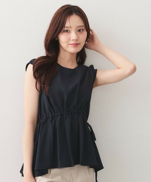 index / インデックス シャツ・ブラウス | シボサイドリボンペプラムブラウス【洗濯機OK／防シワ／ストレッチ／イージーアイロン】 | 詳細9