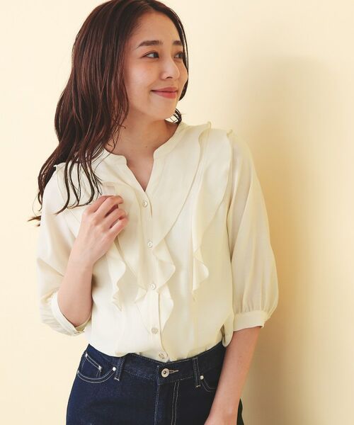index / インデックス シャツ・ブラウス | シアーツイルフリルスキッパー【洗濯機OK／イージーアイロン】 | 詳細1