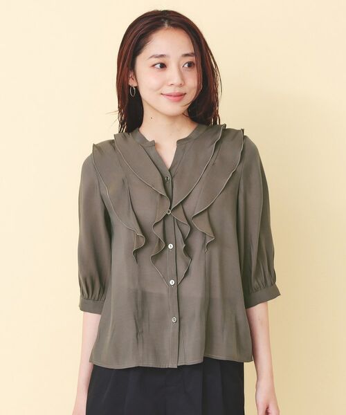 index / インデックス シャツ・ブラウス | シアーツイルフリルスキッパー【洗濯機OK／イージーアイロン】 | 詳細13