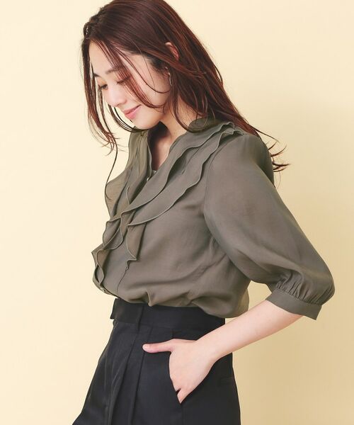 index / インデックス シャツ・ブラウス | シアーツイルフリルスキッパー【洗濯機OK／イージーアイロン】 | 詳細5