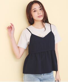 index / インデックス キャミソール・チューブトップ | タンブラーブッチャーペプラムキャミ【洗濯機OK／接触冷感／吸水速乾／防シワ／イージーアイロン】