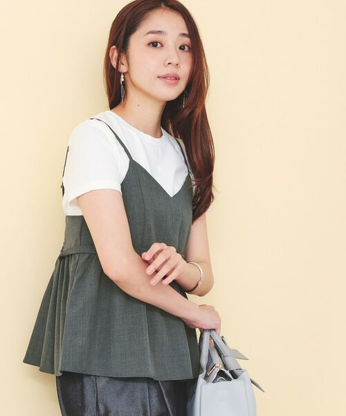 index / インデックス キャミソール・チューブトップ | タンブラーブッチャーペプラムキャミ【洗濯機OK／接触冷感／吸水速乾／防シワ／イージーアイロン】 | 詳細1