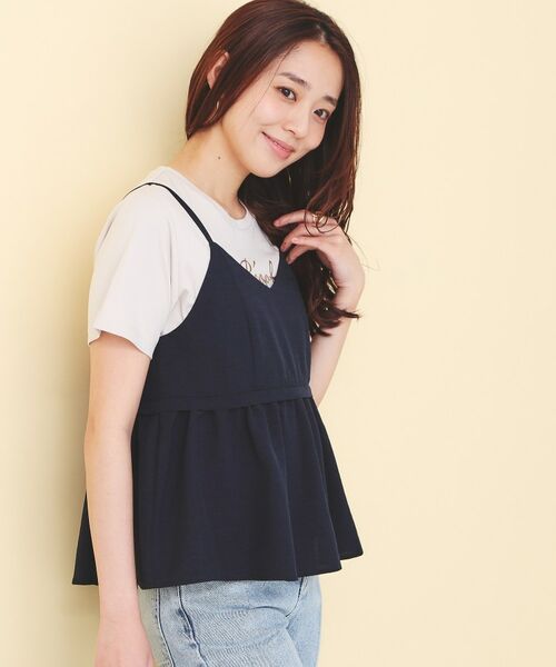 index / インデックス キャミソール・チューブトップ | タンブラーブッチャーペプラムキャミ【洗濯機OK／接触冷感／吸水速乾／防シワ／イージーアイロン】 | 詳細13