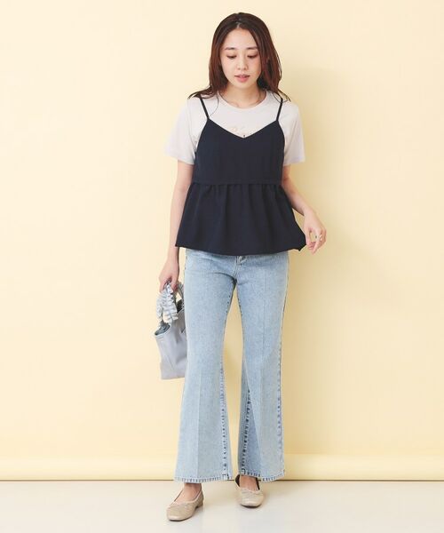 index / インデックス キャミソール・チューブトップ | タンブラーブッチャーペプラムキャミ【洗濯機OK／接触冷感／吸水速乾／防シワ／イージーアイロン】 | 詳細14