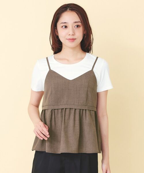 index / インデックス キャミソール・チューブトップ | タンブラーブッチャーペプラムキャミ【洗濯機OK／接触冷感／吸水速乾／防シワ／イージーアイロン】 | 詳細17