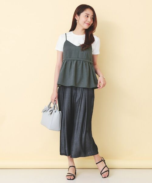 index / インデックス キャミソール・チューブトップ | タンブラーブッチャーペプラムキャミ【洗濯機OK／接触冷感／吸水速乾／防シワ／イージーアイロン】 | 詳細2