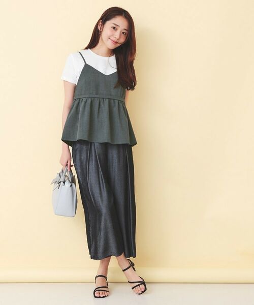 index / インデックス キャミソール・チューブトップ | タンブラーブッチャーペプラムキャミ【洗濯機OK／接触冷感／吸水速乾／防シワ／イージーアイロン】 | 詳細3