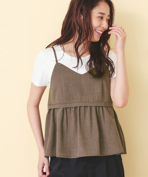 index / インデックス キャミソール・チューブトップ | タンブラーブッチャーペプラムキャミ【洗濯機OK／接触冷感／吸水速乾／防シワ／イージーアイロン】 | 詳細5