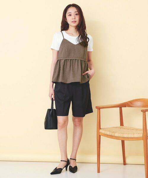 index / インデックス キャミソール・チューブトップ | タンブラーブッチャーペプラムキャミ【洗濯機OK／接触冷感／吸水速乾／防シワ／イージーアイロン】 | 詳細6