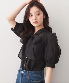 index / インデックス シャツ・ブラウス | オーガンシアーリボンフリルブラウス【洗濯機OK／イージーアイロン】