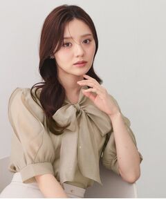 index / インデックス シャツ・ブラウス | オーガンシアーリボンフリルブラウス【洗濯機OK／イージーアイロン】