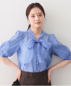 index / インデックス シャツ・ブラウス | オーガンシアーリボンフリルブラウス【洗濯機OK／イージーアイロン】