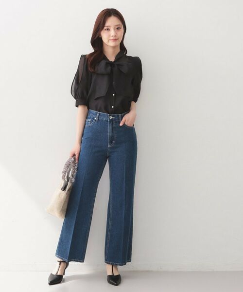 index / インデックス シャツ・ブラウス | オーガンシアーリボンフリルブラウス【洗濯機OK／イージーアイロン】 | 詳細2