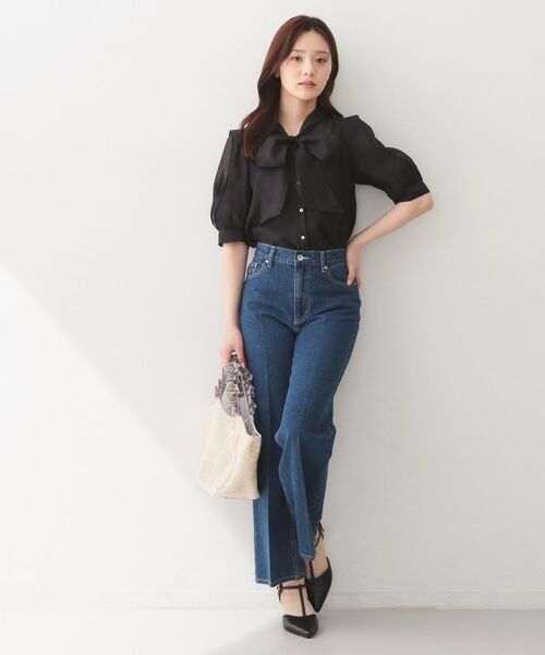 index / インデックス シャツ・ブラウス | オーガンシアーリボンフリルブラウス【洗濯機OK／イージーアイロン】 | 詳細3