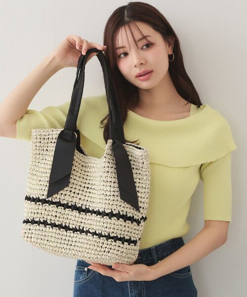 index / インデックス トートバッグ | ペーパーヤーンリボンハンドルA4トート（ブラック(019)）