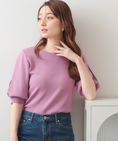 index / インデックス ニット・セーター | クールタッチラップスリーブニット【洗濯機OK・UVケア・接触冷感】（ピンク(072)）