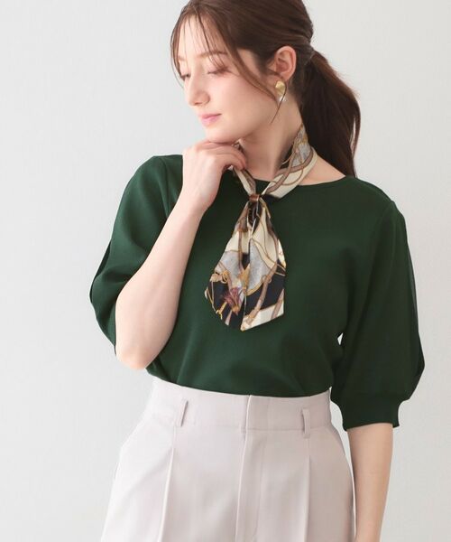 index / インデックス ニット・セーター | クールタッチラップスリーブニット【洗濯機OK・UVケア・接触冷感】（グリーン(824)）