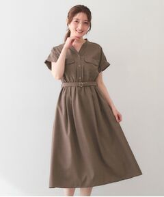 index / インデックス ミニ丈・ひざ丈ワンピース | ダブルポケットスキッパーワンピース【洗濯機OK・防シワ・イージーアイロン】