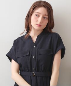 index / インデックス ミニ丈・ひざ丈ワンピース | ダブルポケットスキッパーワンピース【洗濯機OK・防シワ・イージーアイロン】