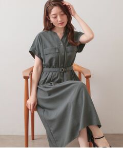 index / インデックス ミニ丈・ひざ丈ワンピース | ダブルポケットスキッパーワンピース【洗濯機OK・防シワ・イージーアイロン】