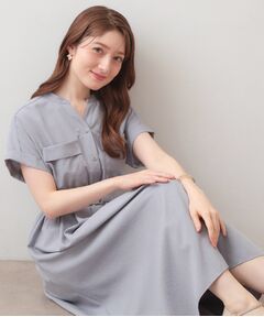 index / インデックス ミニ丈・ひざ丈ワンピース | ダブルポケットスキッパーワンピース【洗濯機OK・防シワ・イージーアイロン】