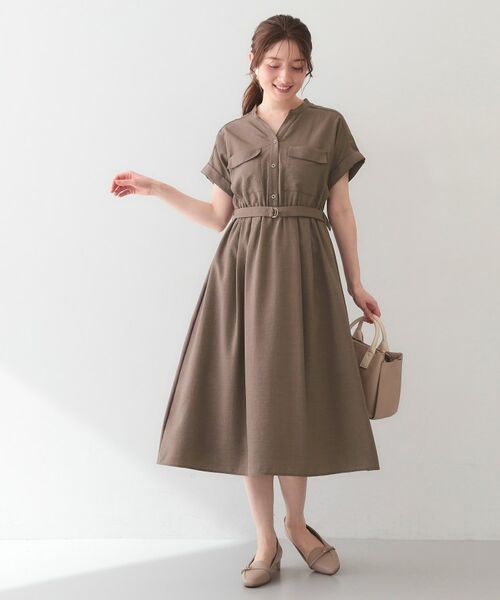 index / インデックス ミニ丈・ひざ丈ワンピース | ダブルポケットスキッパーワンピース【洗濯機OK・防シワ・イージーアイロン】 | 詳細2