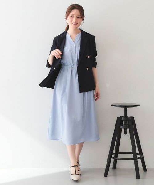 index / インデックス ミニ丈・ひざ丈ワンピース | ダブルポケットスキッパーワンピース【洗濯機OK・防シワ・イージーアイロン】 | 詳細20