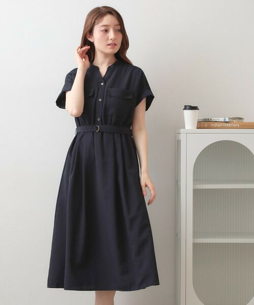 index / インデックス ミニ丈・ひざ丈ワンピース | ダブルポケットスキッパーワンピース【洗濯機OK・防シワ・イージーアイロン】 | 詳細22