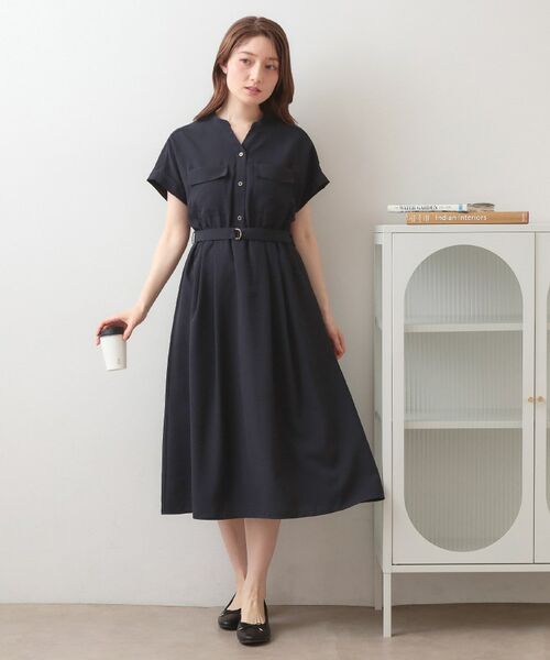 index / インデックス ミニ丈・ひざ丈ワンピース | ダブルポケットスキッパーワンピース【洗濯機OK・防シワ・イージーアイロン】 | 詳細24