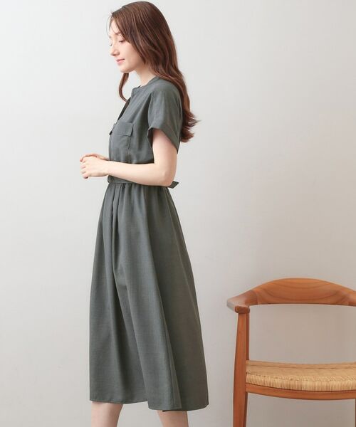 index / インデックス ミニ丈・ひざ丈ワンピース | ダブルポケットスキッパーワンピース【洗濯機OK・防シワ・イージーアイロン】 | 詳細30