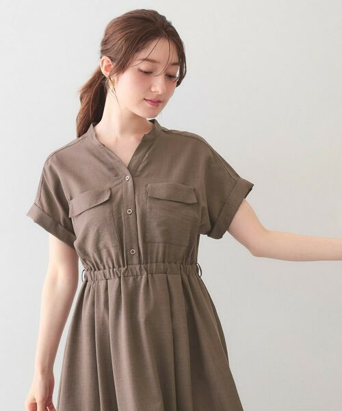 index / インデックス ミニ丈・ひざ丈ワンピース | ダブルポケットスキッパーワンピース【洗濯機OK・防シワ・イージーアイロン】 | 詳細5