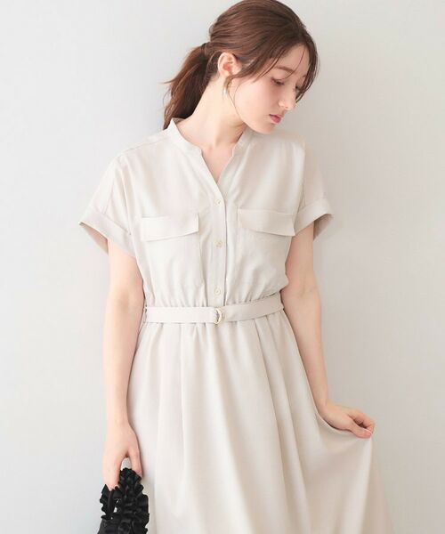 index / インデックス ミニ丈・ひざ丈ワンピース | ダブルポケットスキッパーワンピース【洗濯機OK・防シワ・イージーアイロン】 | 詳細8