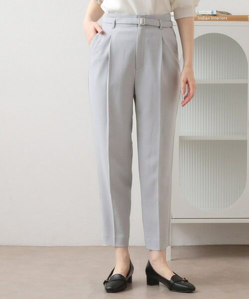 index / インデックス ショート・ハーフ・半端丈パンツ | ストレッチテーパードパンツ【洗濯機OK・吸水速乾・防シワ・ストレッチ】（チャコールグレー(013)）