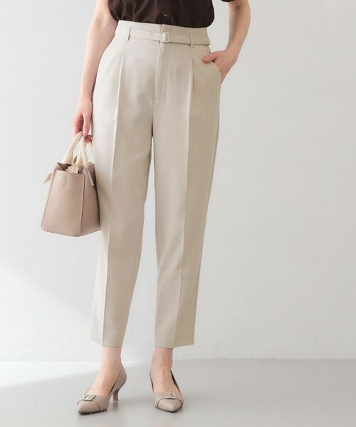 index / インデックス ショート・ハーフ・半端丈パンツ | ストレッチテーパードパンツ【洗濯機OK・吸水速乾・防シワ・ストレッチ】（グレージュ(050)）