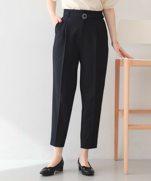 index / インデックス ショート・ハーフ・半端丈パンツ | ストレッチテーパードパンツ【洗濯機OK・吸水速乾・防シワ・ストレッチ】（ネイビー(094)）