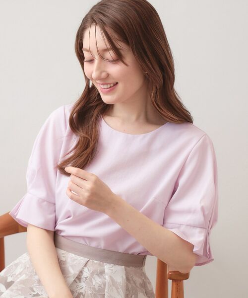 index / インデックス シャツ・ブラウス | 多機能タックパフスリーブブラウス【洗濯機OK・接触冷感・吸水速乾・防シワ・イージーアイロン】（ライトピンク(070)）