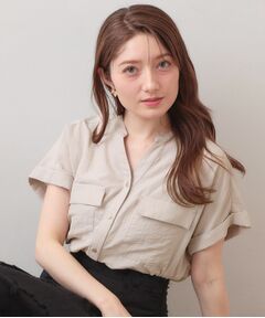 index / インデックス シャツ・ブラウス | ダブルポケットスキッパーブラウス【洗濯機OK・接触冷感・吸水速乾・防シワ・イージーアイロン】