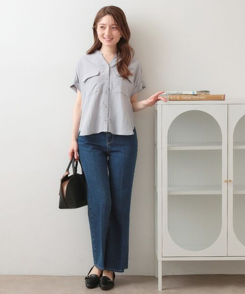 index / インデックス シャツ・ブラウス | ダブルポケットスキッパーブラウス【洗濯機OK・接触冷感・吸水速乾・防シワ・イージーアイロン】 | 詳細14