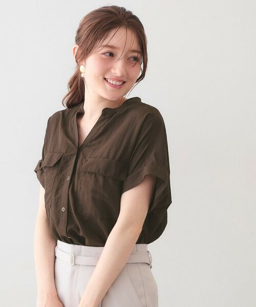 index / インデックス シャツ・ブラウス | ダブルポケットスキッパーブラウス【洗濯機OK・接触冷感・吸水速乾・防シワ・イージーアイロン】 | 詳細17