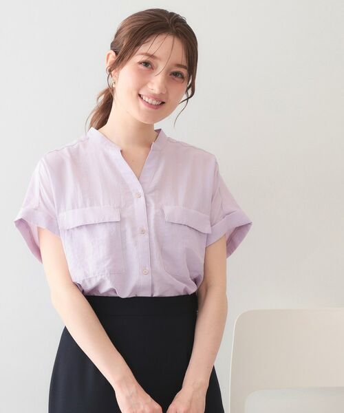 index / インデックス シャツ・ブラウス | ダブルポケットスキッパーブラウス【洗濯機OK・接触冷感・吸水速乾・防シワ・イージーアイロン】 | 詳細21