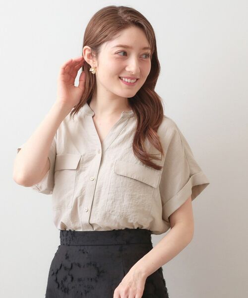 index / インデックス シャツ・ブラウス | ダブルポケットスキッパーブラウス【洗濯機OK・接触冷感・吸水速乾・防シワ・イージーアイロン】 | 詳細9