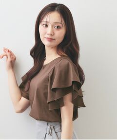 index / インデックス カットソー | シフォンフリルドッキングトップス【洗濯機OK／接触冷感／UVケア】