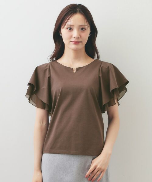 index / インデックス カットソー | シフォンフリルドッキングトップス【洗濯機OK／接触冷感／UVケア】 | 詳細13