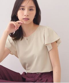 index / インデックス カットソー | フリルフレンチスリーブトップス【洗濯機OK／接触冷感／UVケア】