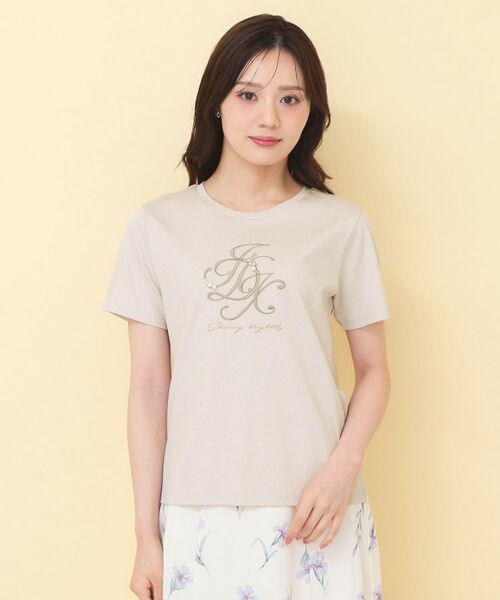 index / インデックス Tシャツ | ビッグロゴ刺繍ビジュー付きTシャツ【洗濯機OK／接触冷感／UVケア】 | 詳細13